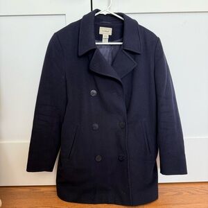 Vintage LL Bean Wool Pea Coat Womens 10 Navy Nautical Classic Classy